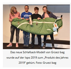 ISPO Award 2019 Schlafsack Modell Gruezi bag 'Product of the year'