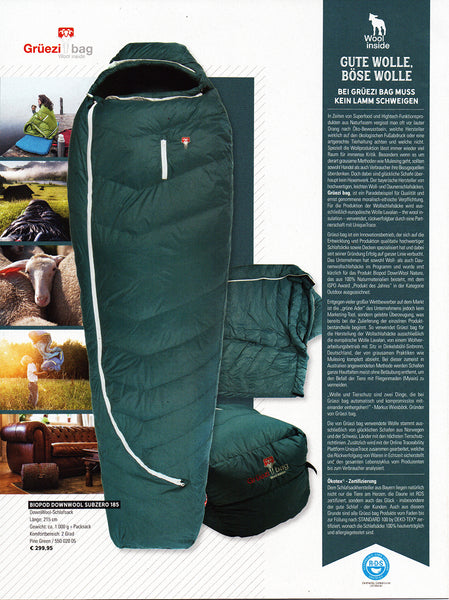 Sport conrad-Sommerkatalog 2019- Artikel Gute Wolle -Boese Wolle-Biopod DownWool Subzero 185 von Gruezi bag