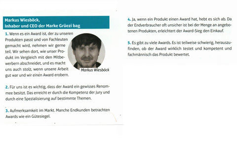 gruezi-bag-Awards Meinung Markus Wiesboeck-Magazi-sport mode-August 2018