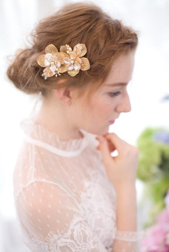 Gold Bridal Flower Hair Clips – Sissily Designs