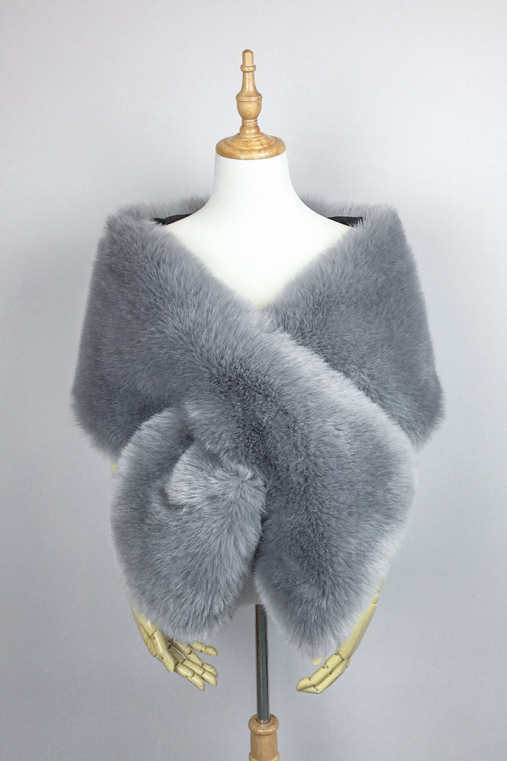 light grey fur shawl