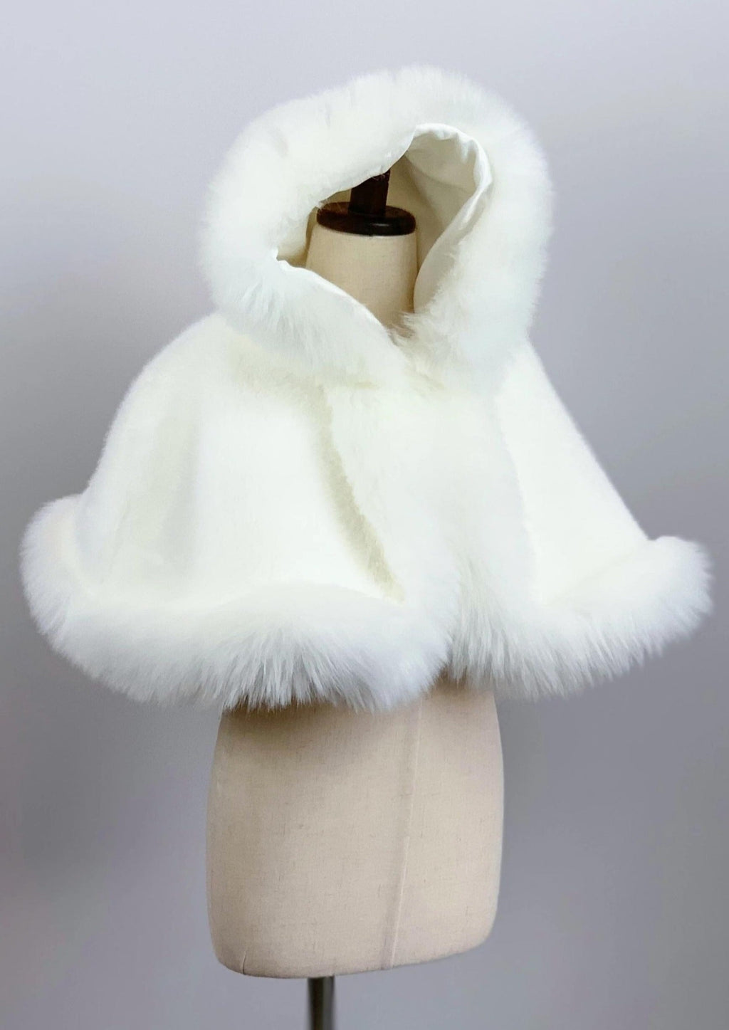 Fur Cape - White Fox Fur Cape Plus Size