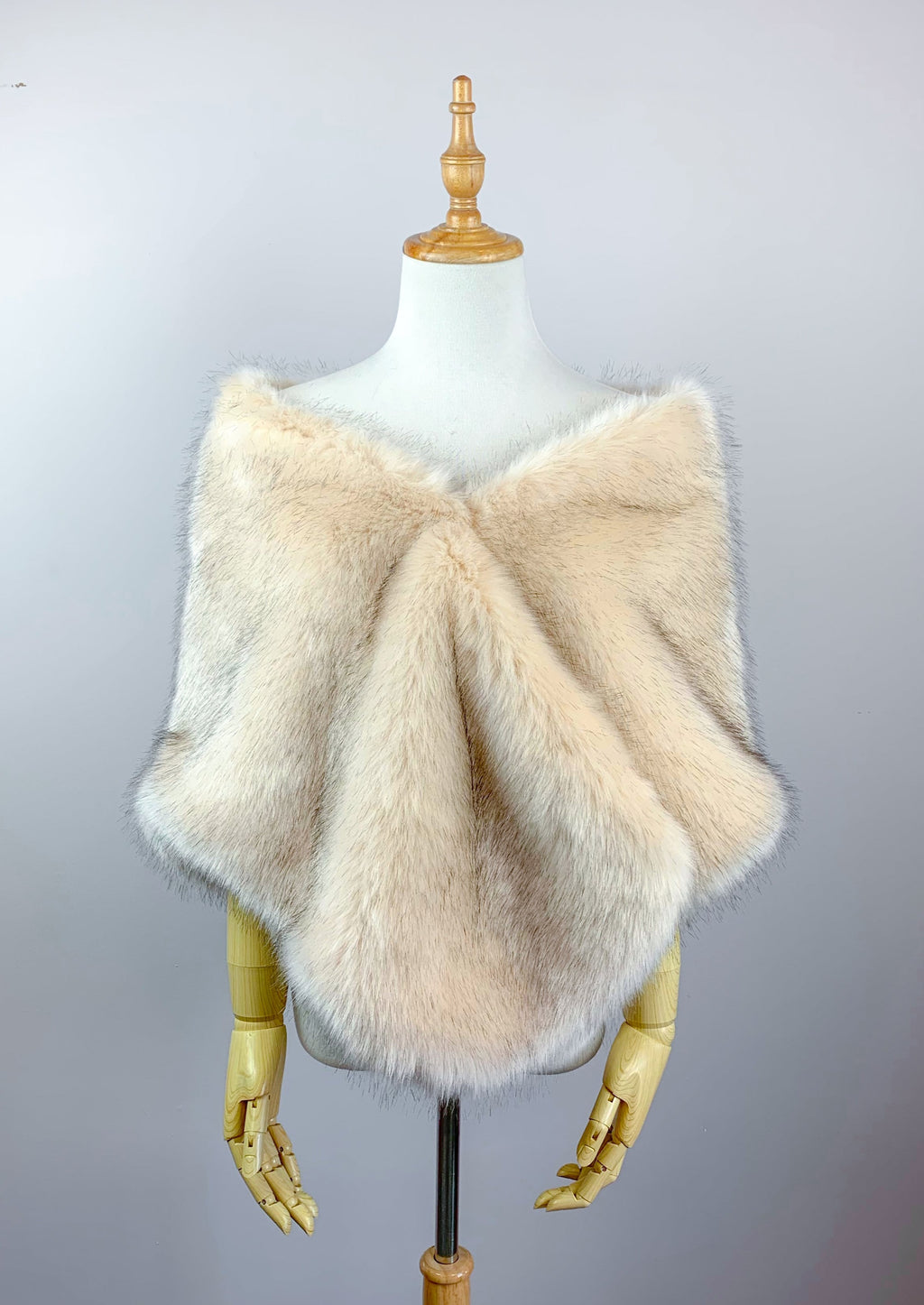 beige faux fur shawl