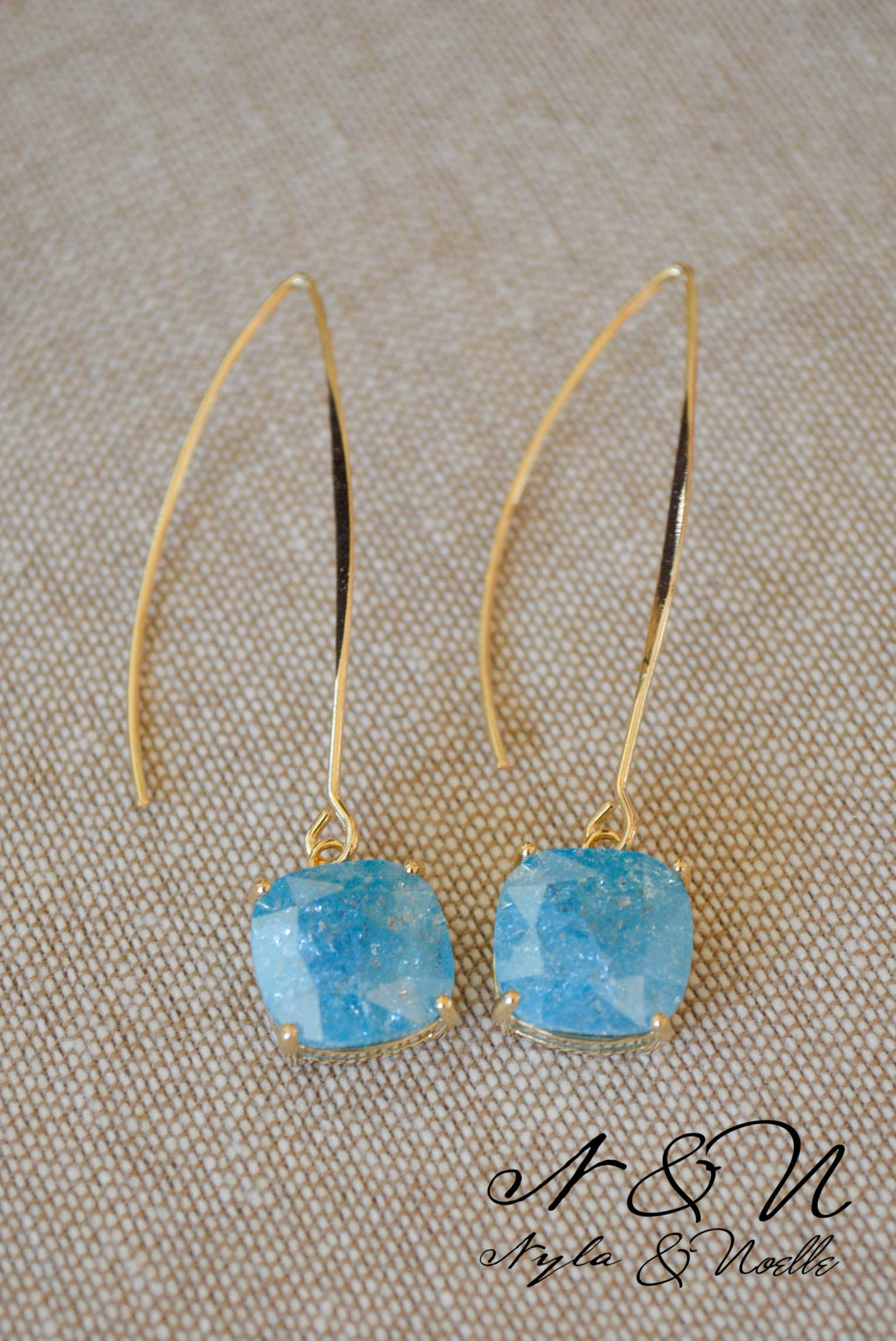 HEARTSTONE - Aqua Cracked Cubic Zirconia Earrings