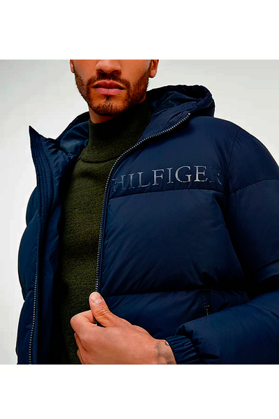 Tommy Hilfiger Padded High Hooded Jacket Navy –