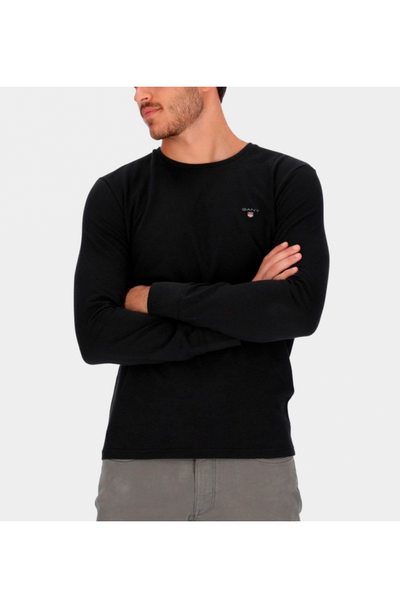 GANT Pique L/S Tee Black –