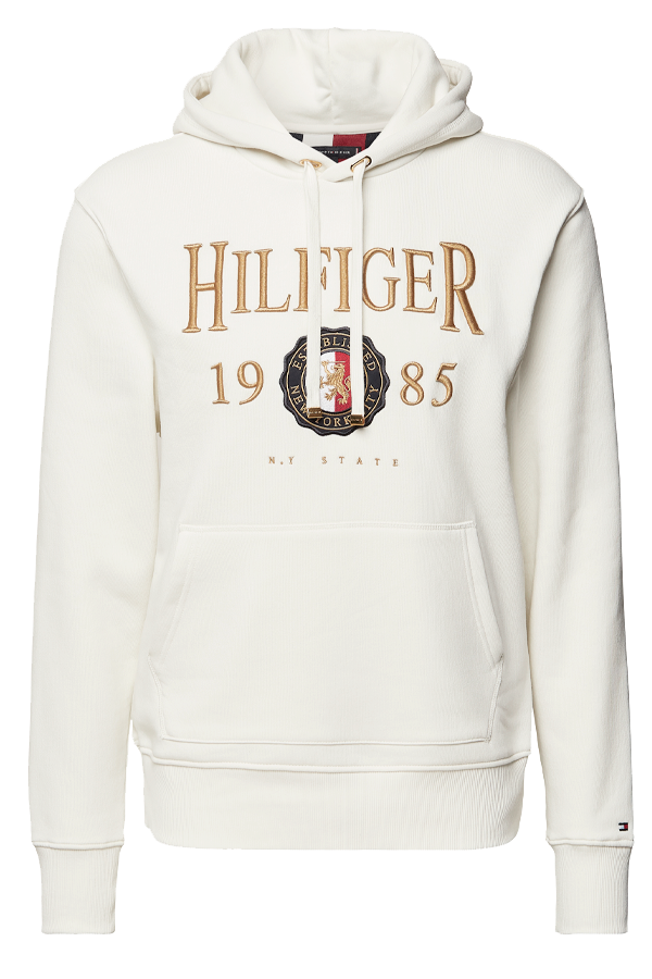 Hilfiger Gold Crest Embroidery Hoodie Ivory – Luxivo