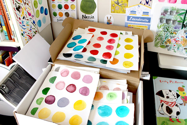 paper with watercolour circles in different colours