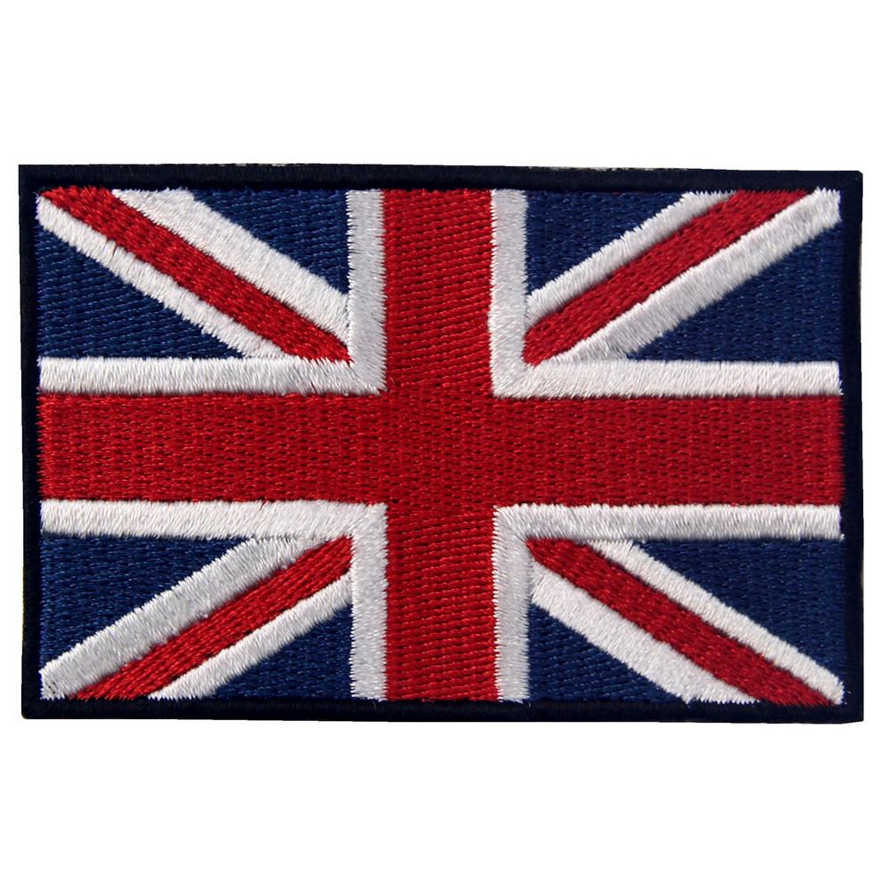 BRITISH FLAG EMBROIDERED PATCH UNION JACK ENGLAND UK GREAT BRITAIN IRON-ON blue 