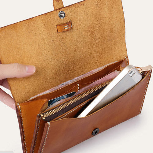 Handmade leather vintage women long wallet clutch purse wallet – Evergiftz