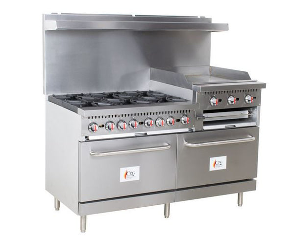 Cooking Performance Group S60-GS24-N Natural Gas 6 Burner 60 Range with  24 Griddle/Broiler and 2 Standard Ovens - 276,000 BTU