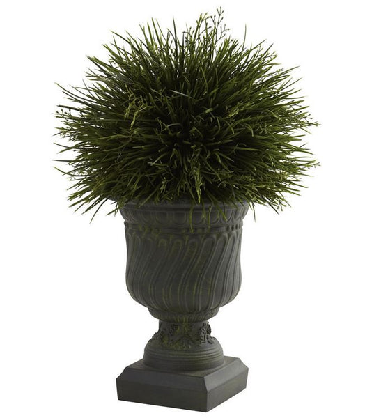 Artificial Grass Decorative Accent Urn For Home Floral Office
