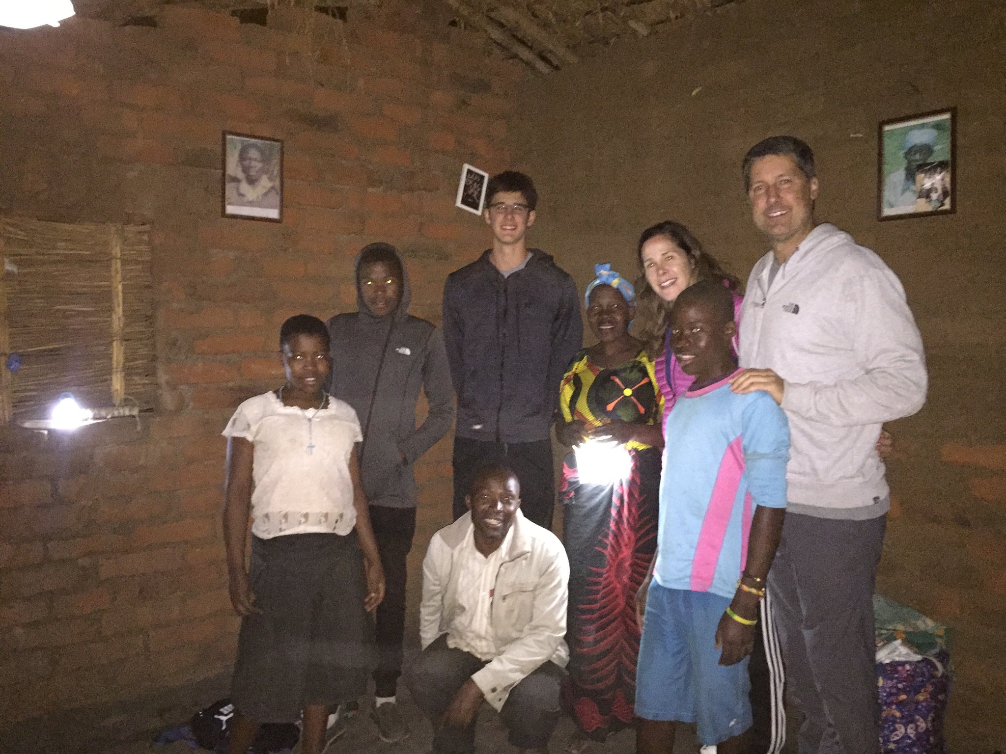 Volunteers in village in Malawi.