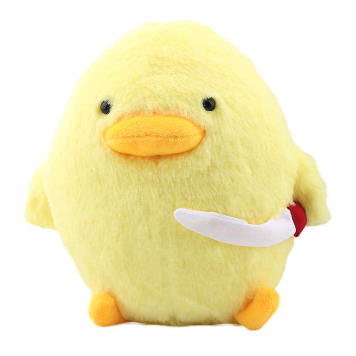 stuffed duck holding knife