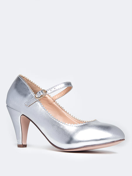 silver mary jane pumps