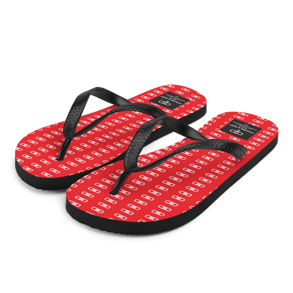 red rubber flip flops