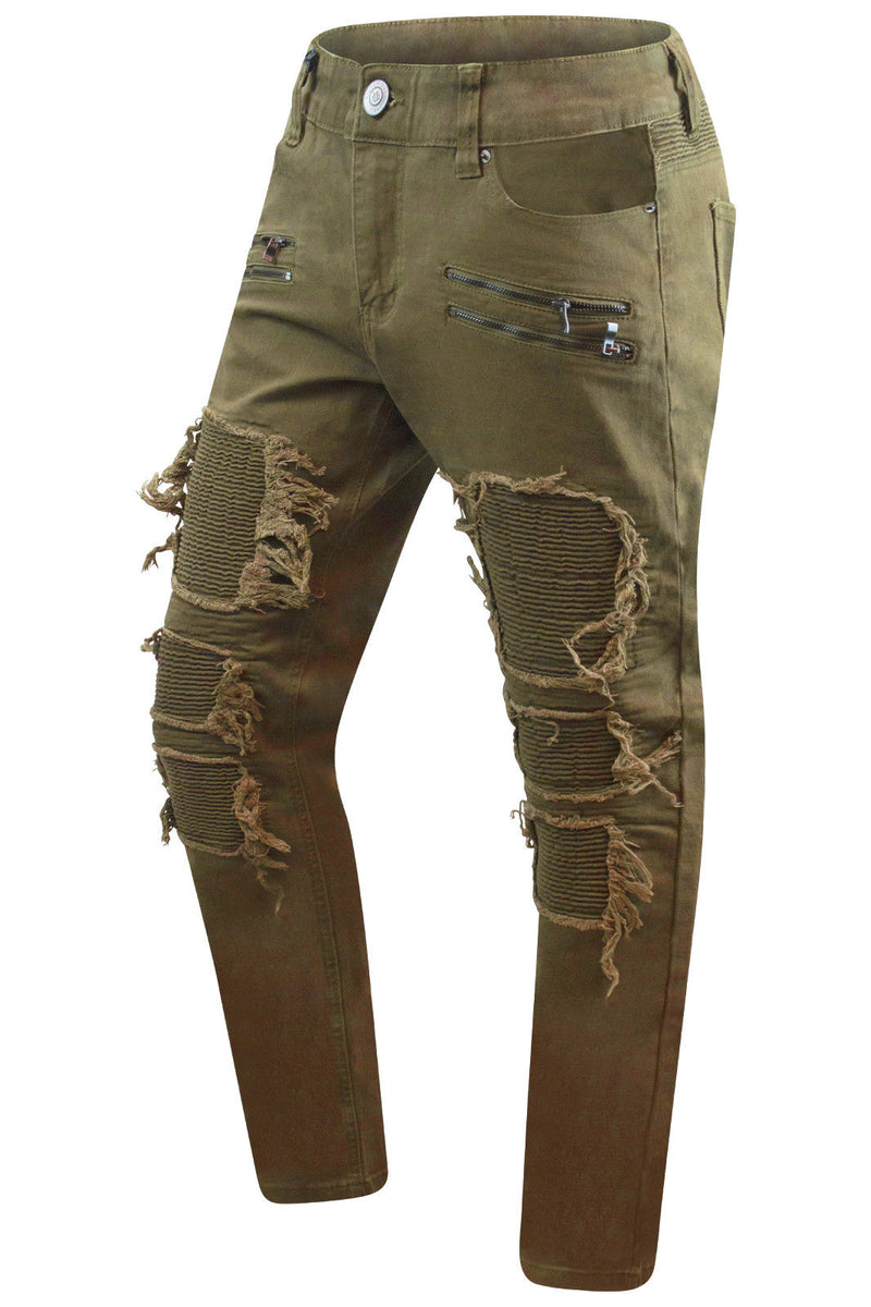 beige ripped jeans mens