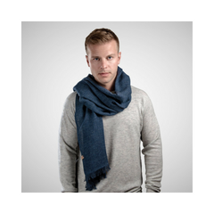 Ethical blue wool scarf by Dinadi, available from For Dignity | Australia