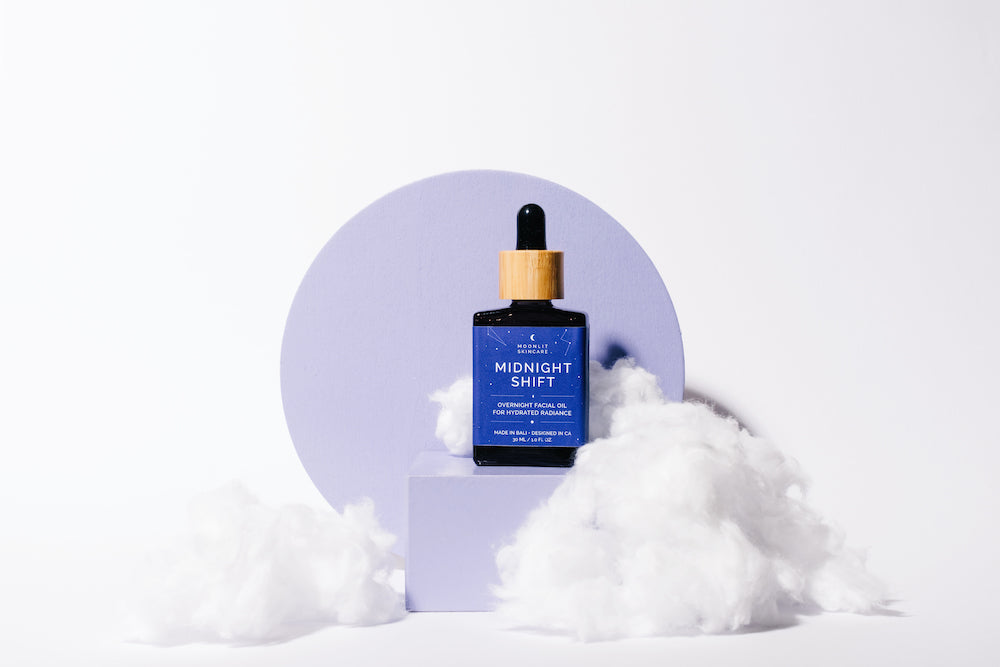 Moonlit Skincare Midnight Shift Oil on cloud set