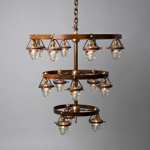 Triple Telegraph Chandelier