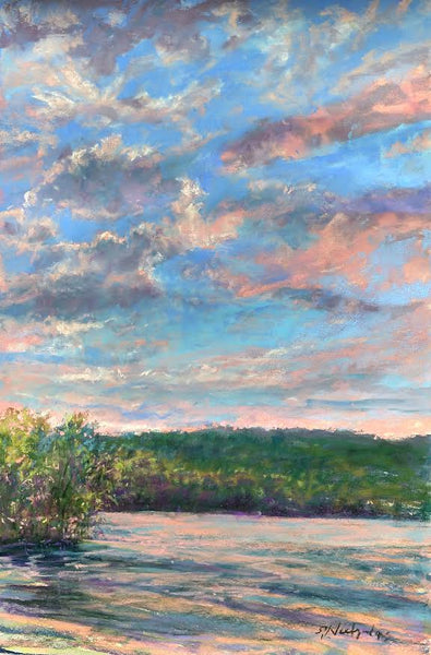 Susan Gephart Tranquil Sunset  17x11 pastel on Multimeda Artboard,