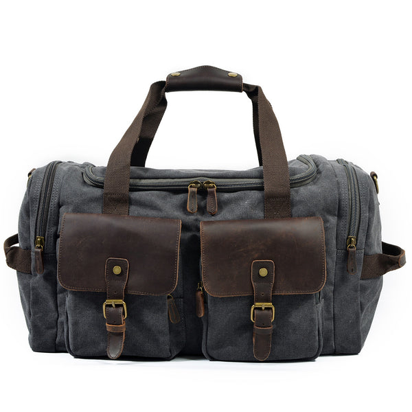 Washed Canvas Leather Travel Bag Duffle Bag Weekender Bag AF14 – Unihandmade