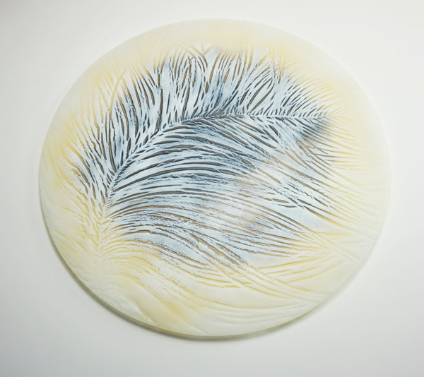Feather from the Swallows, wall panel, kilnformed glass, amanda simmons