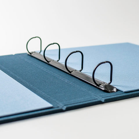 custom blue ring binder with black mechanism 