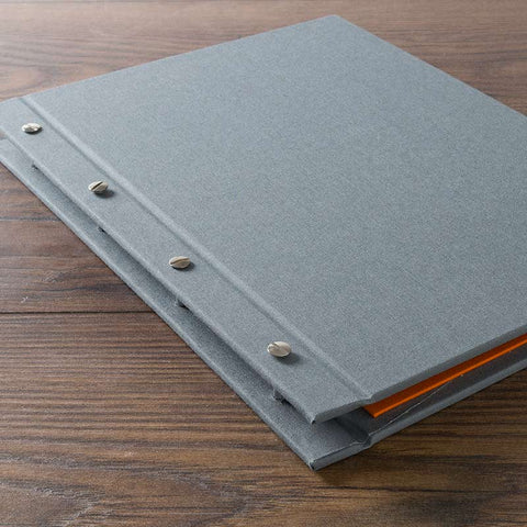 grey fabric exposed screw post portfolio book