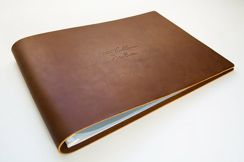 landscape format leather presentation portfolio or leather album by hartnack and co 