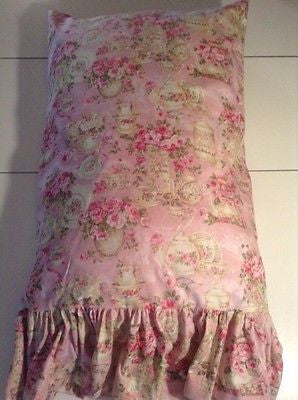 Handmade  Pink Floral Shabby Chic Pillow Case//Cover with or without Ruffle