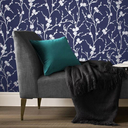 Silver and Cobalt Removable Wallpaper