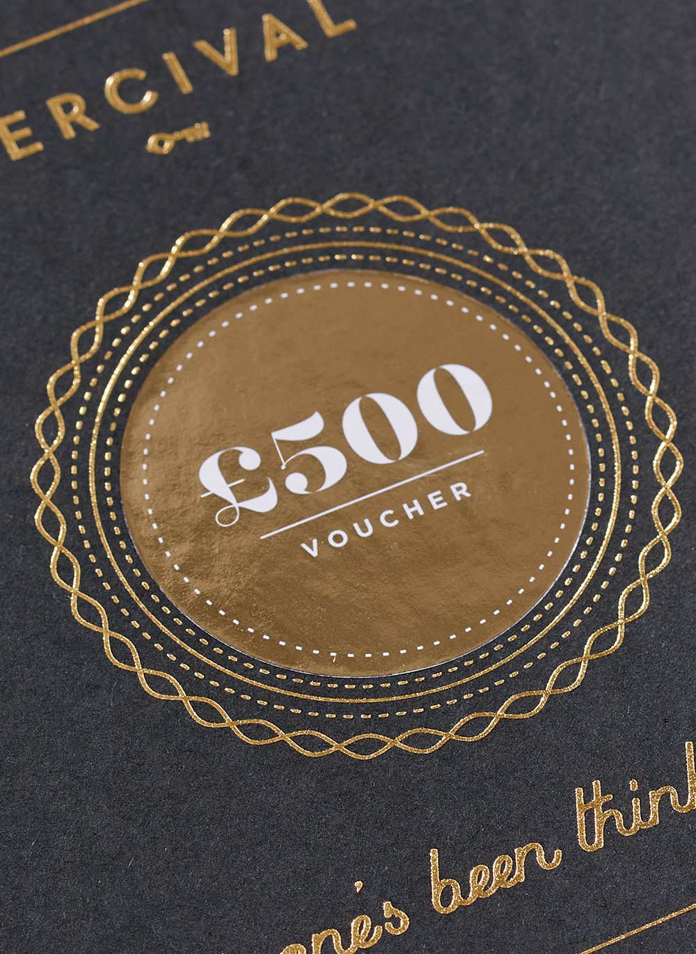 

£500 Gift Card A5 Gold Foil & Black