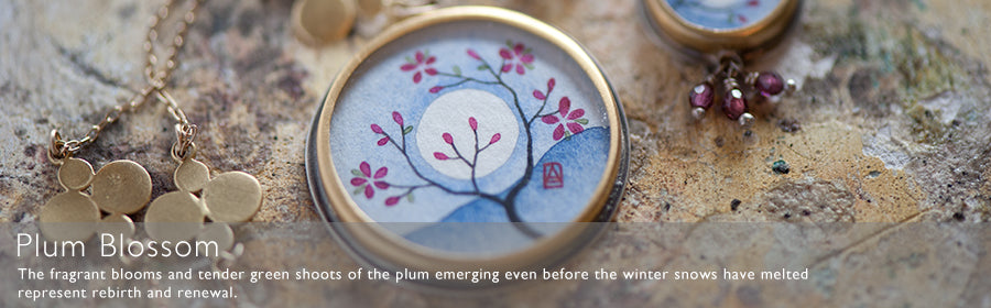 Plum Blossom Hand Painted Jewelry | Ananda Khalsa Jewelry 