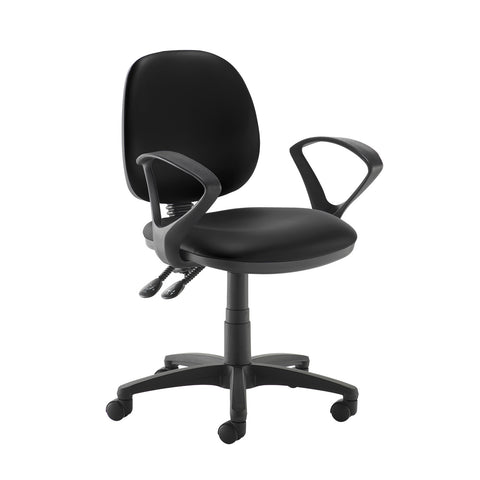 Jota medium back PCB operators chair with fixed arms - Nero Black vinyl - Furniture