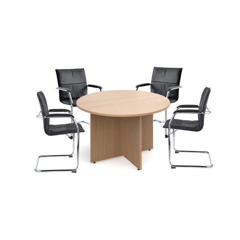 Bundle deal 4 x Essen visitors chairs with RT12 meeting table - white - Furniture