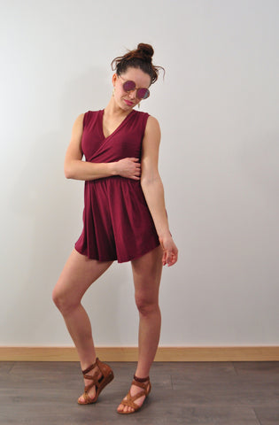 Wrap Top Romper with Pockets