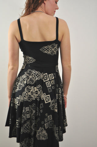 Sweetheart Pocket Dress with Tribal Geo Print