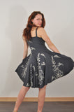 Sweetheart Pocket Dress with Hummingbird and Hollyhock Print