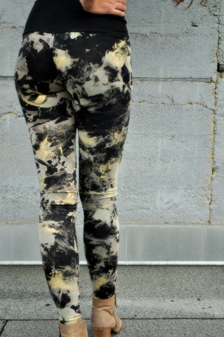Luxe Distressed Black Bamboo Jersey Leggings