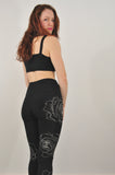 Black Rose Outline Print Jersey Leggings