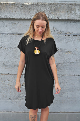 Black T-Shirt Dress With Pockets