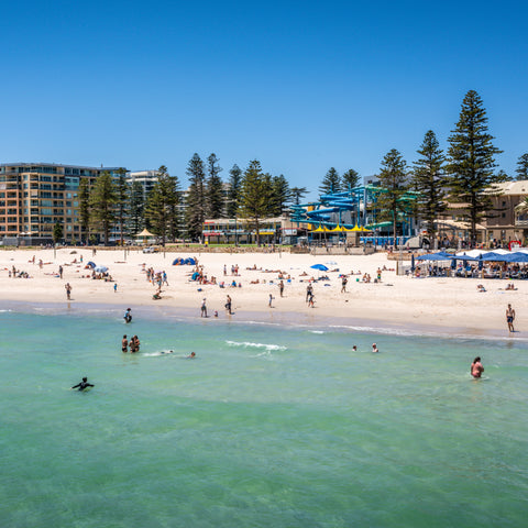 Water slides and Family friendly Glenelg Beach in Adelaide South Australia 