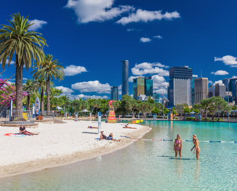 Beach and picnic area at the South Bank Park lands in Brisbane Queensland