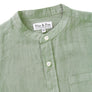 100% Linen Collarless Shirt - Sage Green