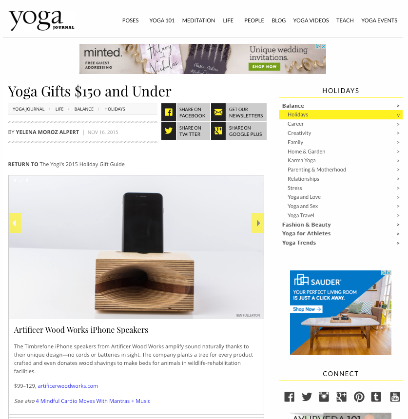 Yoga Journal gift guide for Yoga enthusiasts