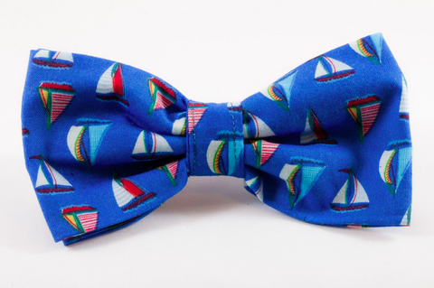 Preppy Nautical Sailboat Dog Bow Tie