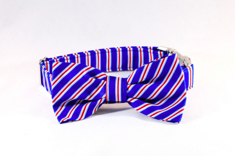 patriotic stripes dog bow tie collar