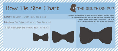 the southern pup dog bow tie size chart