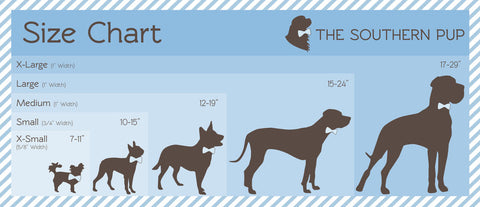 size chart for the southern pup dog collars